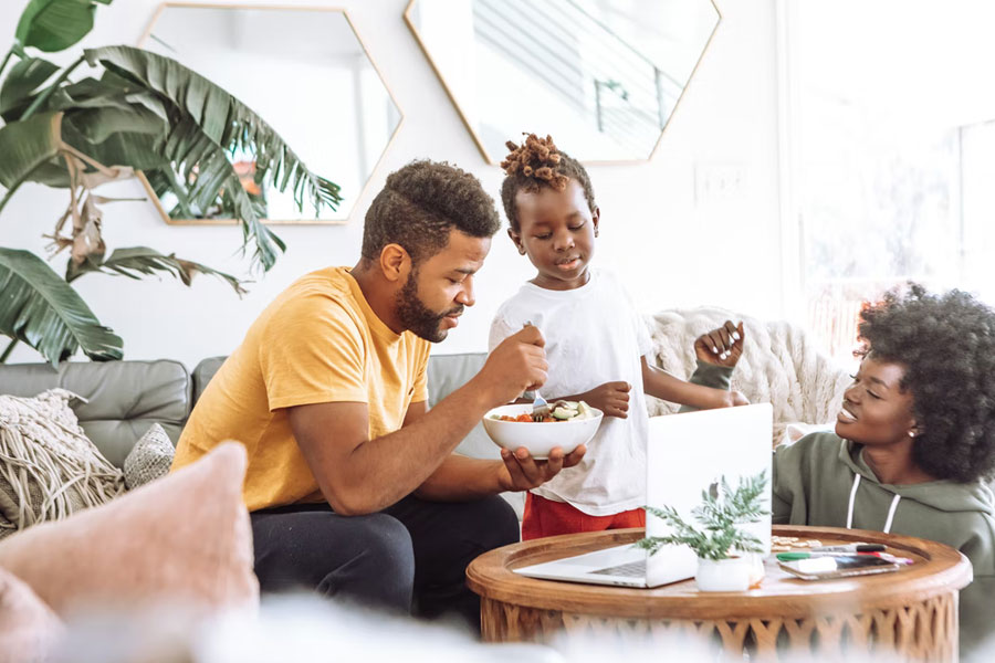 Family eating at home